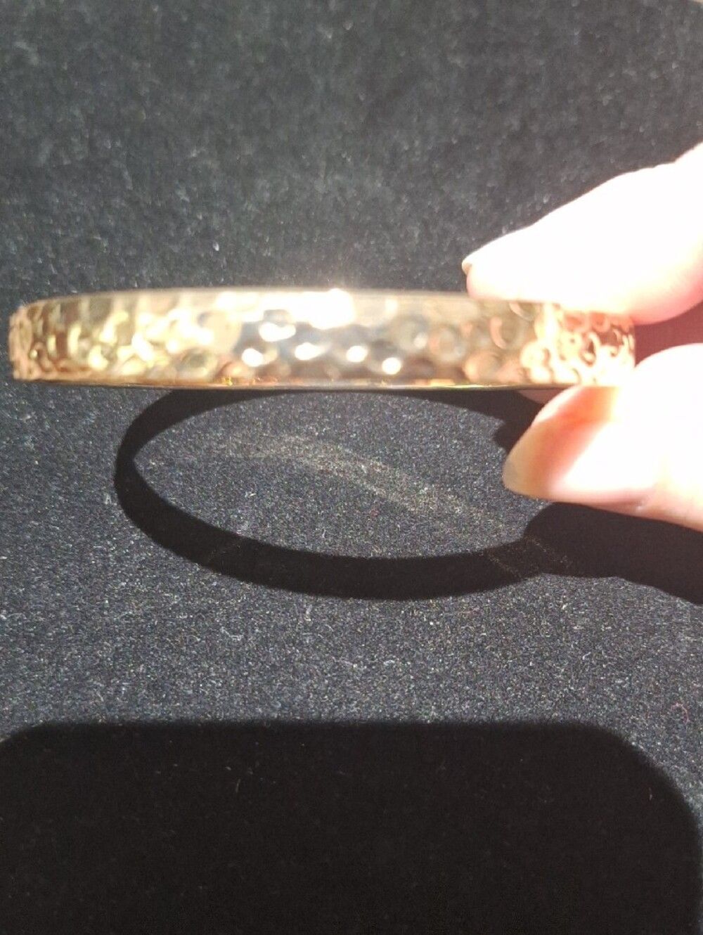 Gold Hammered Metal Bangle Bracelet
